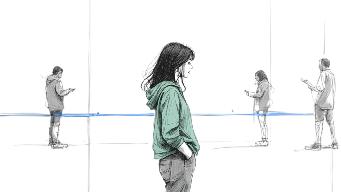 Walking her own line, she moves with intention past those lost in noise, holding steady to her quiet power.