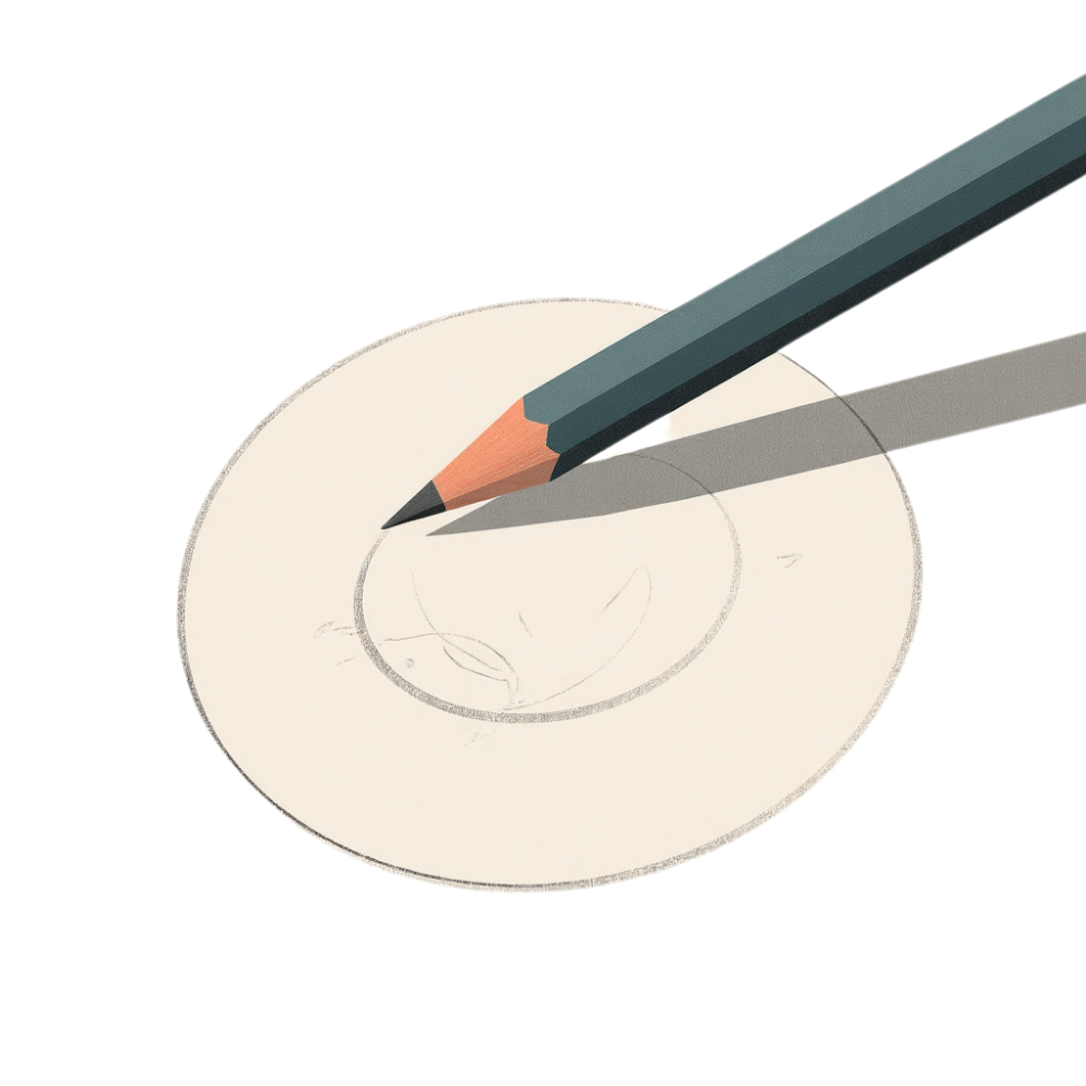 A pencil hovering over a slightly imperfect circle, symbolising the moment to stop over-perfecting.