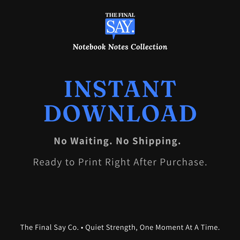 Instant download notice for Notebook Notes — printable PDF cards ready for immediate access after purchase.
