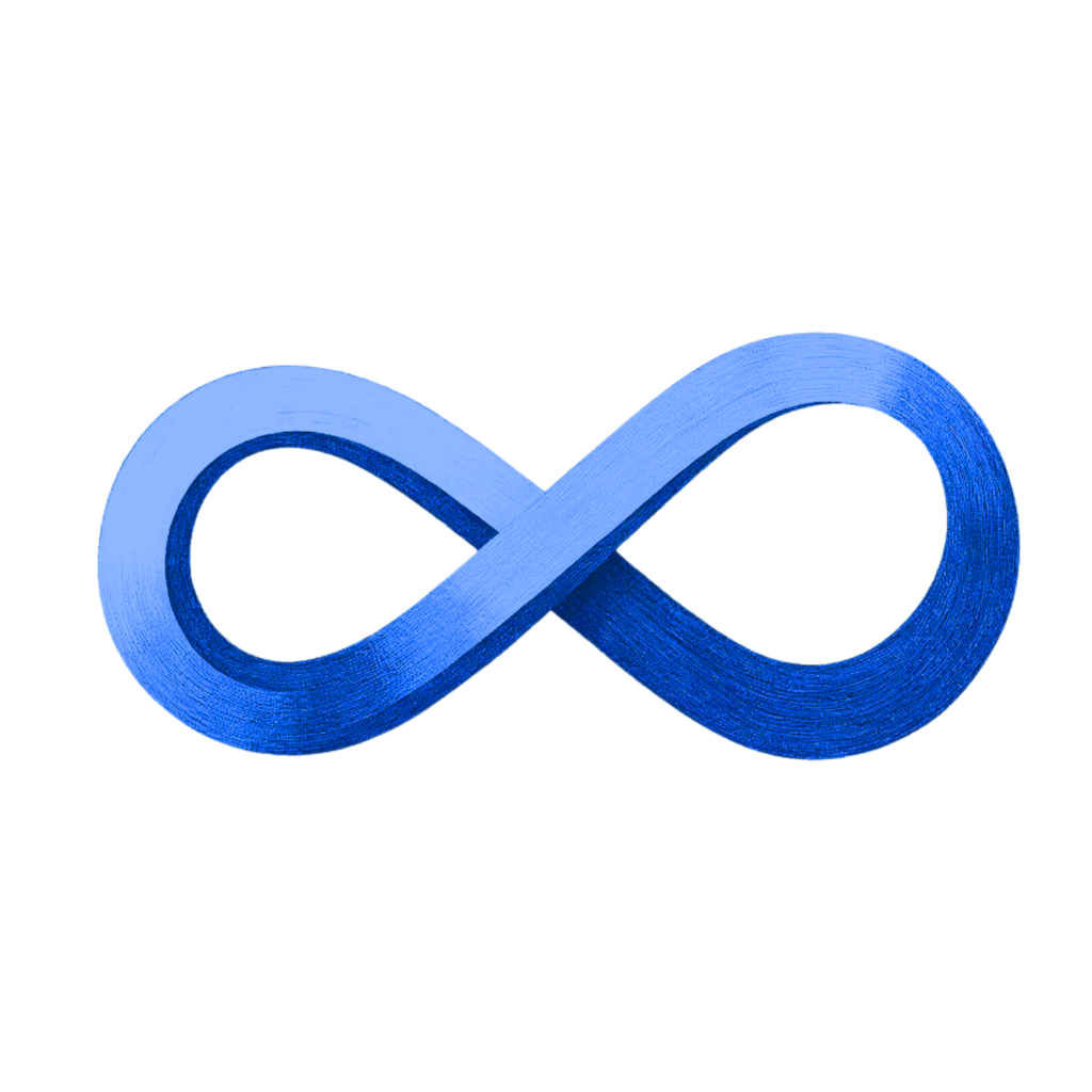 Minimal pencil-style infinity loop shaded in blue, symbolizing lasting quality and mindful care by The Final Say Co.