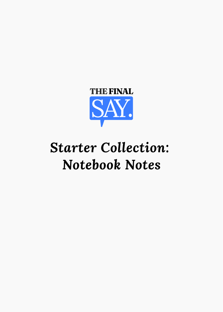 The Final Say Co. logo and text “Starter Collection: Notebook Notes” on clean white background — digital cover for printable affirmation set.