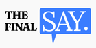 The Final Say Co. logo - brand name in black and white text with a blue speech bubble and period motif design.